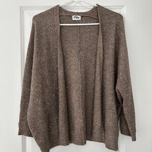 Pulse Boutique Sequin Glitter Knit Cardigan in Mocha